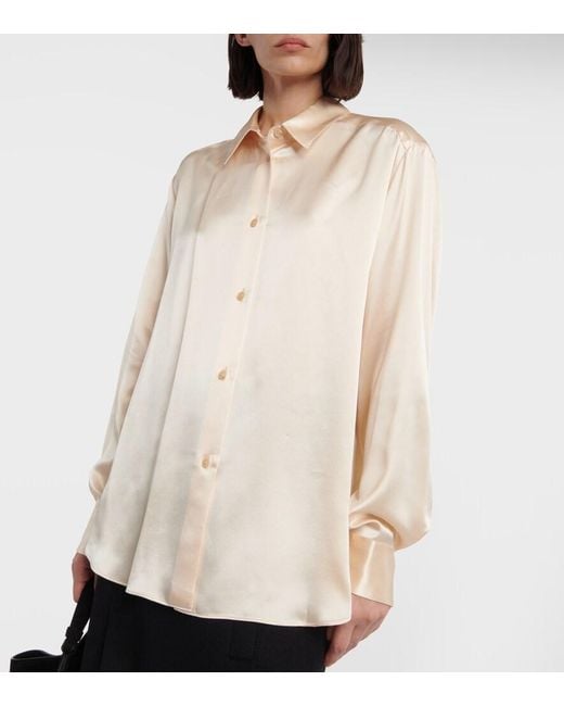 Khaite Natural Argo Silk Charmeuse Blouse
