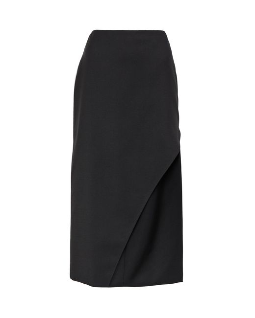 Alexander McQueen Wool And Mohair Midi Skirt in Black | Lyst