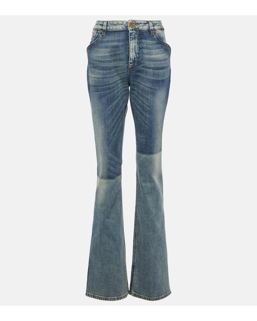 Balmain Blue Mid-Rise Bootcut Jeans