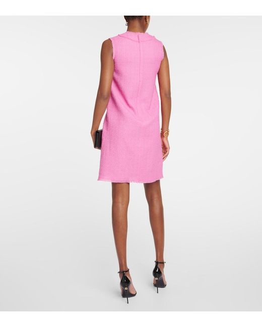 Dolce & Gabbana Pink Raschel Dg Tweed Minidress