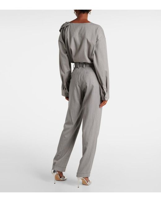 JACQUES WEI Gray Wool Straight Pants