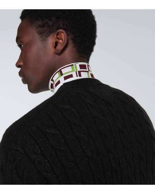 Prada Black Knit Wool-Blend Sweater for men