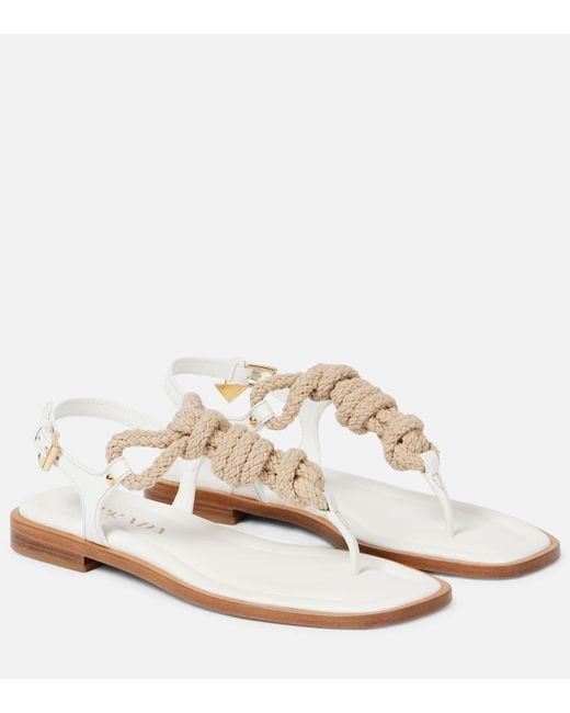 Prada White Sandalen Mit Leder