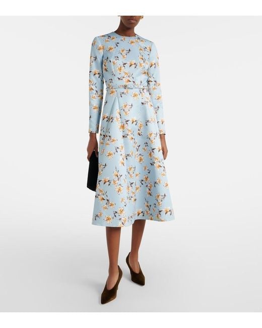 Emilia Wickstead Blue Ucellina Floral Midi Dress
