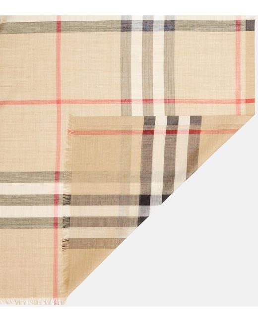 Burberry Natural Check Wool And Silk Scarf