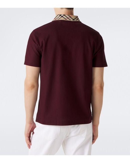 Burberry Red Check Cotton Pique Polo Shirt for men