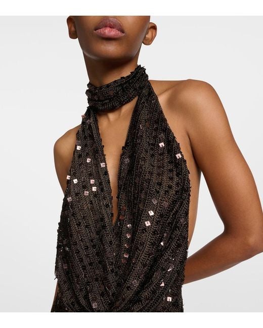 AYA MUSE Black Tipo Sequined Halterneck Minidress