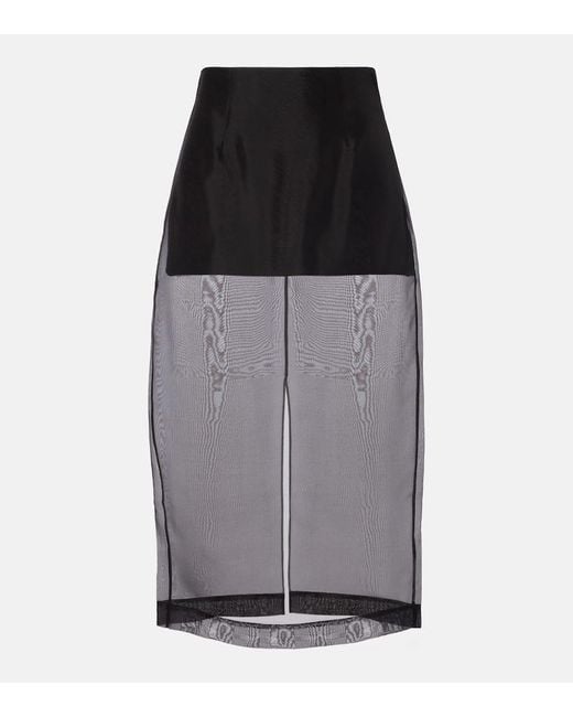 Jupe Midi En Soie FRAME en coloris Black