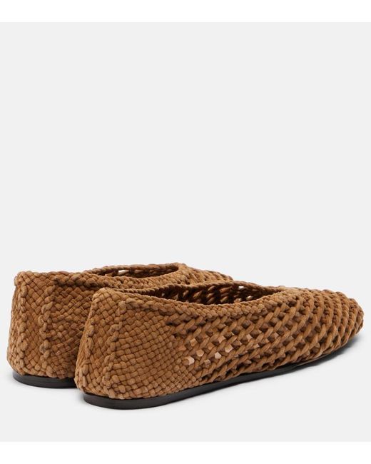 Le Monde Beryl Regency Woven Suede Ballet Flats in Brown | Lyst