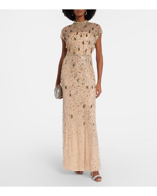 Jenny Packham Natural Sylvie Embellished Gown