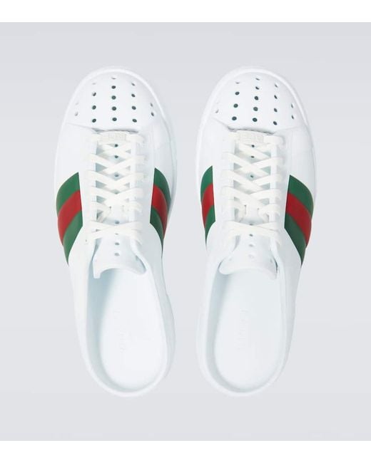 Gucci Slippers Ace aus Leder in White für Herren