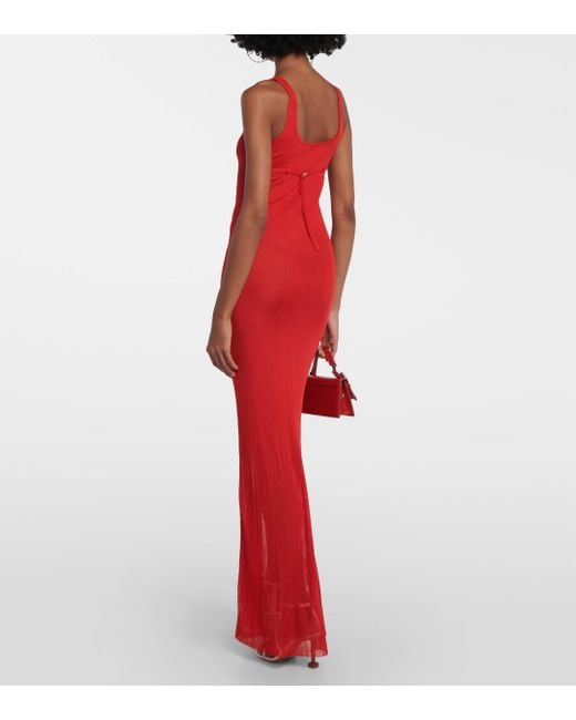 Jacquemus Red La Robe Maille Long Dress