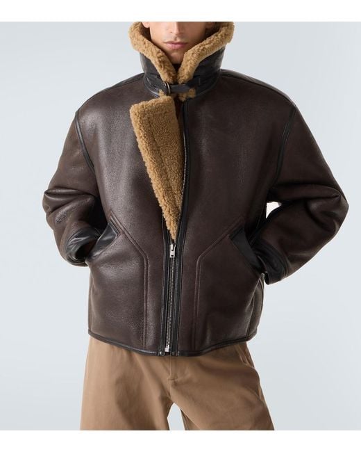 Lemaire Shearling-Lined Leather Jacket in Black for Men | Lyst