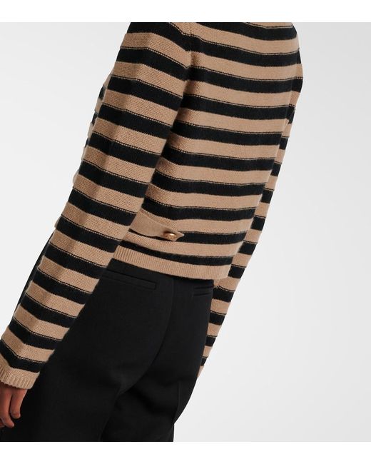 Jardin Des Orangers Black Striped Wool And Cashmere Cardigan