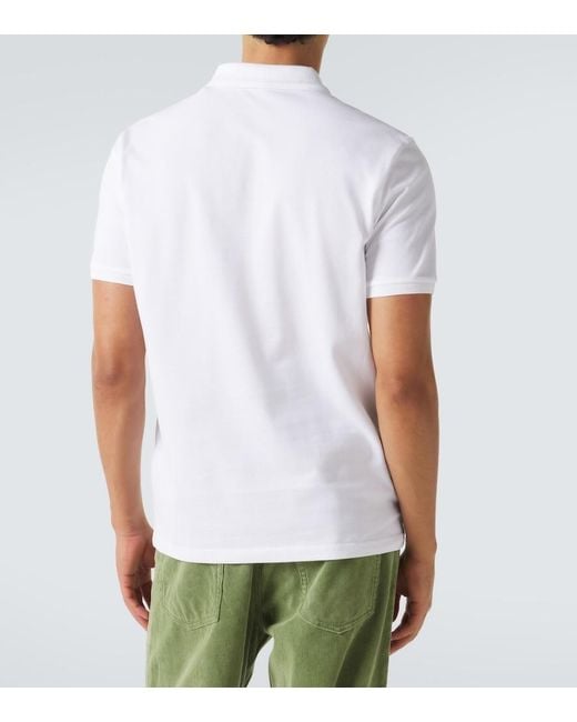 Moncler White Cotton Pique Polo Shirt for men