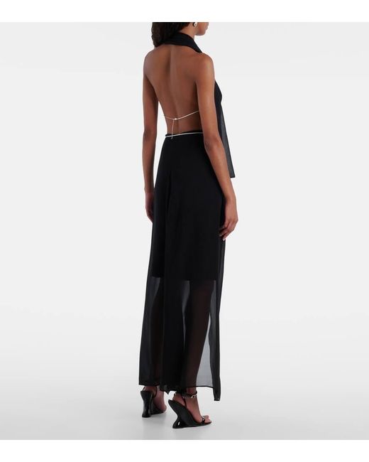 Christopher Esber Black Open-Back Silk Georgette Top