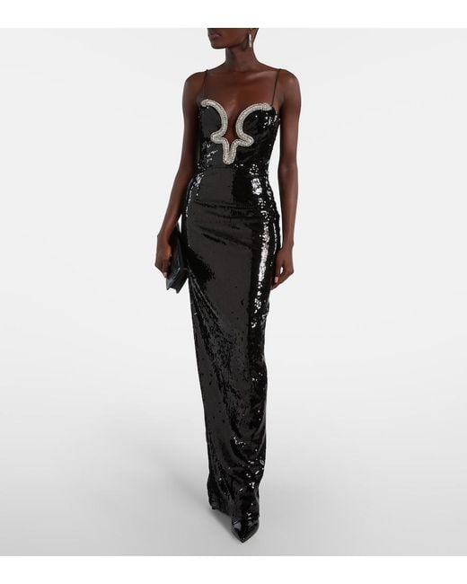 Rebecca Vallance Black Lyra Sequined Gown