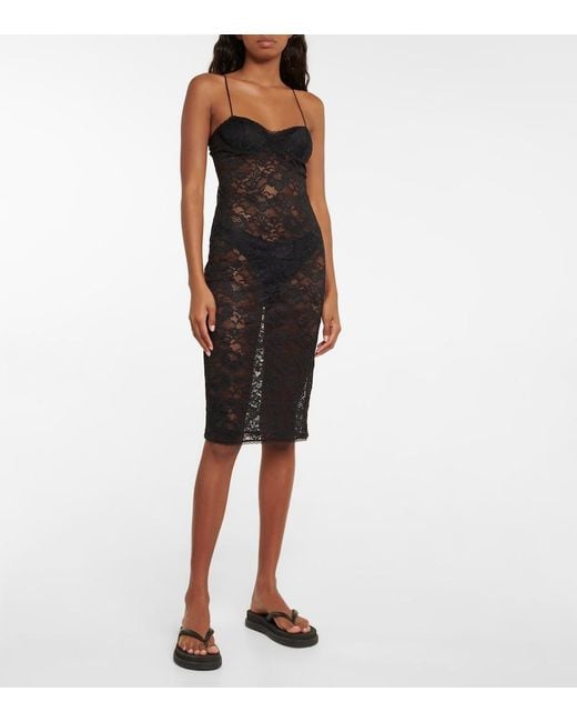 Oseree Black Oseree Lace Minidress