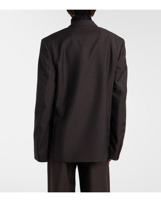 Gucci Black Pinstripe Wool And Mohair Blazer
