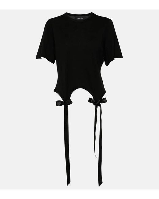 Simone Rocha Black Bow-detail Cotton Jersey T-shirt