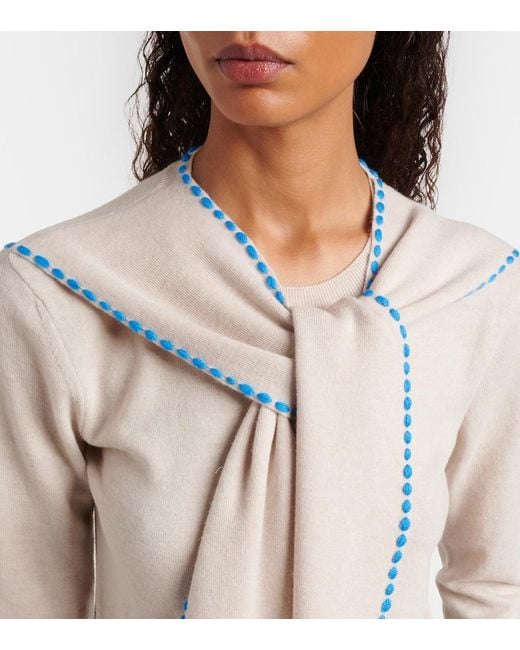 Loewe Blue Scarf-Detail Wool Sweater
