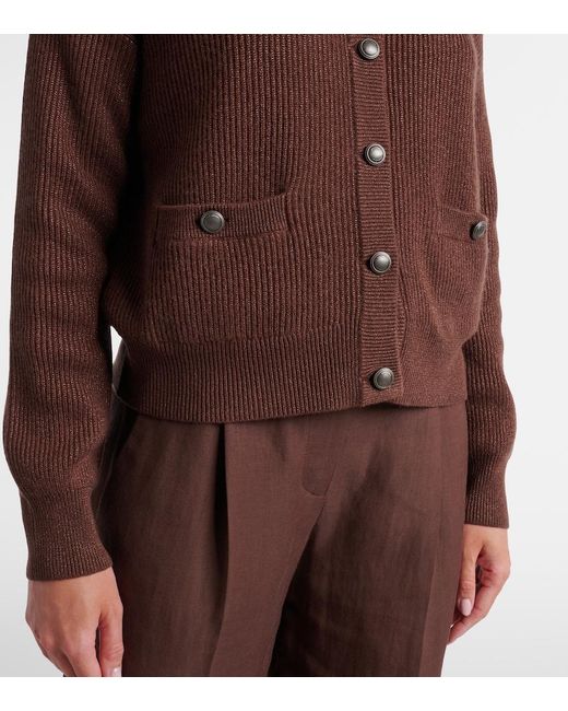 Brunello Cucinelli Brown Cashmere-Blend Cardigan