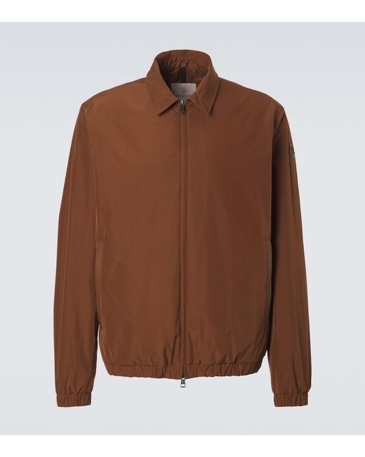 Moncler Brown Socot Leather-Trimmed Blouson Jacket for men