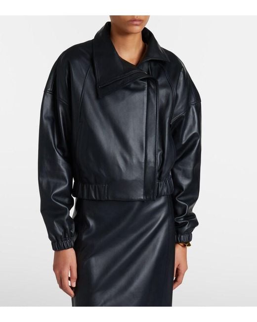 Vince Black Leather Bomber Jacket