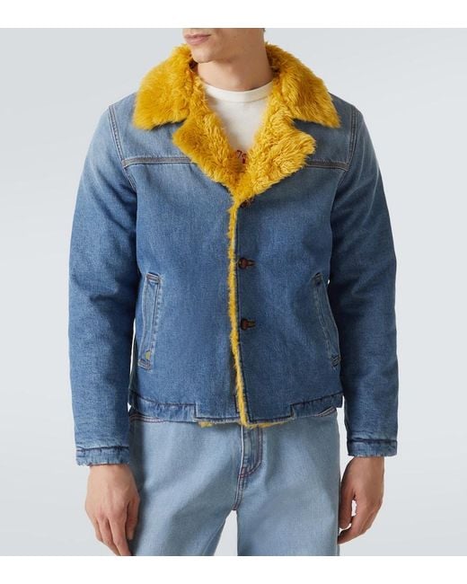 Giacca Di Jeans Con Shearling Sintetico di ERL in Blue da Uomo