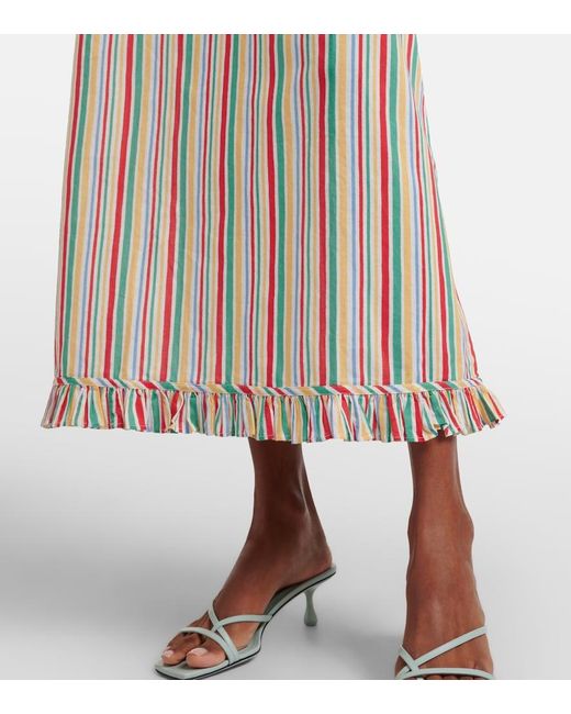 Rixo Multicolor Arabelle Striped Cotton Midi Dress