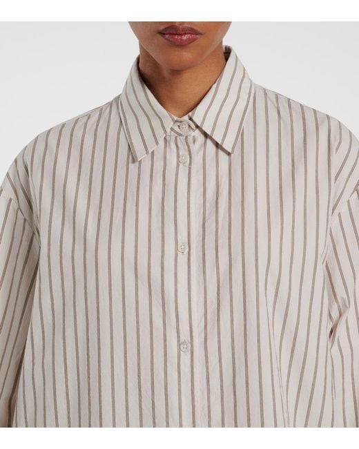 The Row Gray Chihiro Striped Cotton Shirt Dress