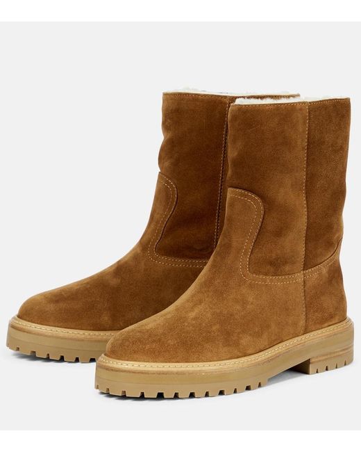 Jimmy Choo Brown Yari Shearling-lined Suede Ankle Boots