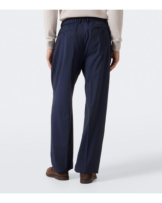 Brioni Blue Bellagio Wool Straight Pants for men