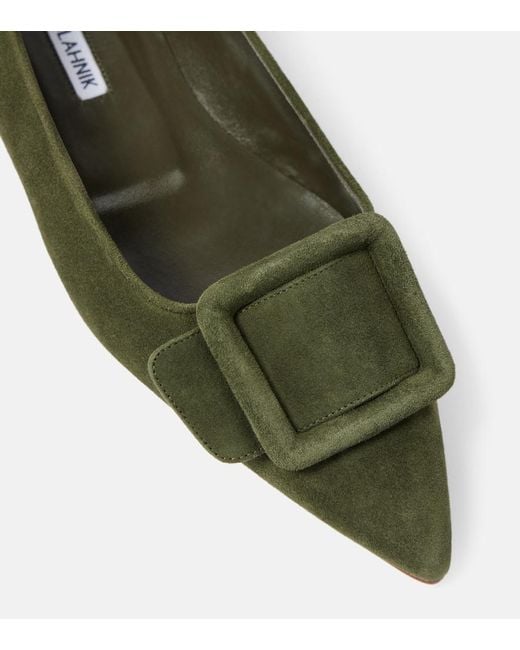 Manolo Blahnik Green Ballerinas Maysalepumpflat Aus Veloursleder