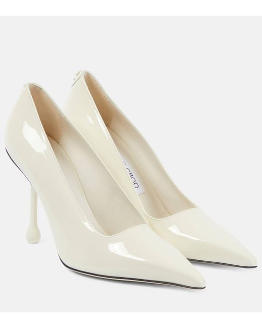 Jimmy Choo White Ixia 95 Patent Leather Pumps