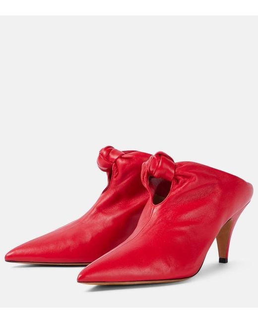 Khaite Red Rowan Leather Mules