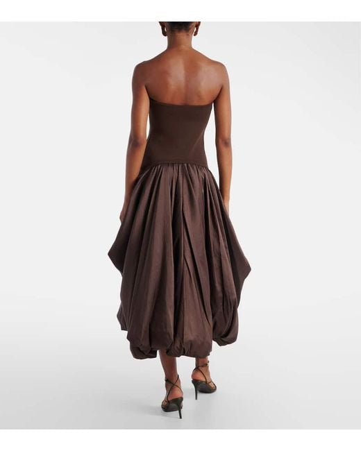 Jonathan Simkhai Brown Midikleid Izzy Aus Taft