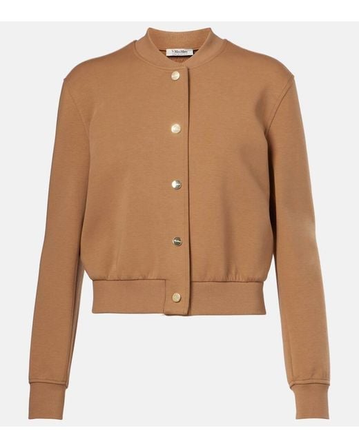 Max Mara Brown Cropped-Jacke Aus Einem Baumwollgemisch