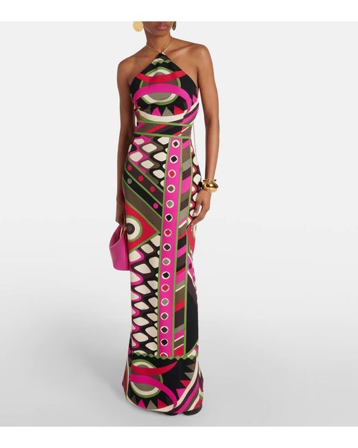 Emilio Pucci Multicolor Vivara-print Maxi Dress