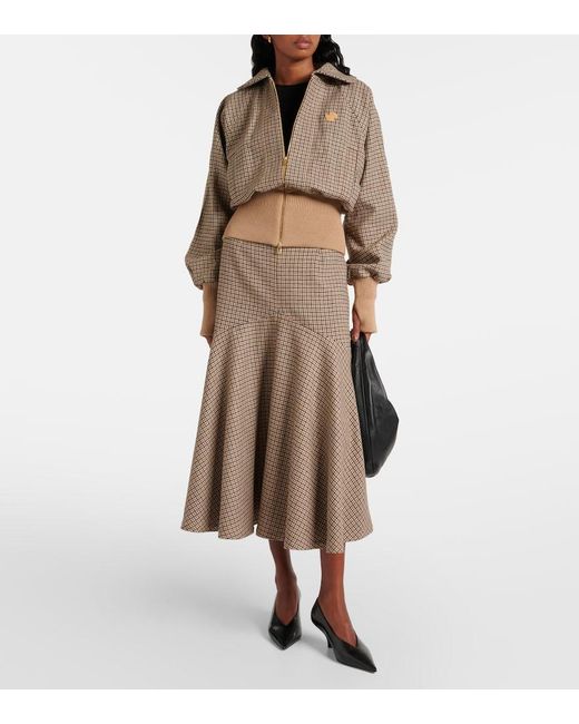 Patou Natural Houndstooth Wool-Blend Flannel Bomber Jacket