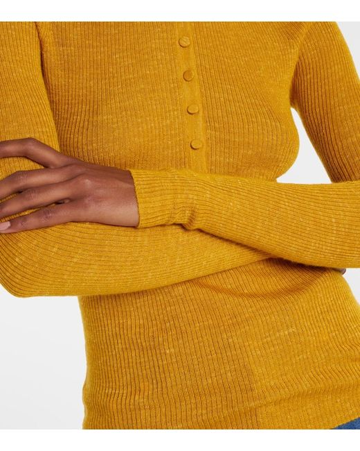 Gabriela Hearst Yellow Anges Cashmere, Silk, And Hemp Henley Shirt