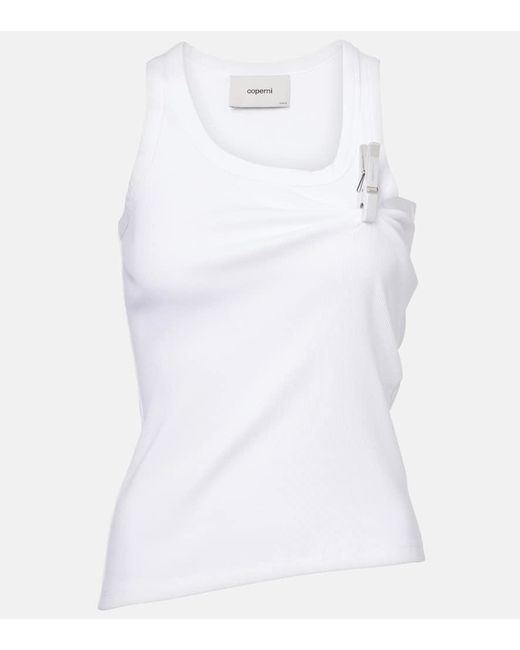 Coperni White Washing Clip Cotton Jersey Tank Top