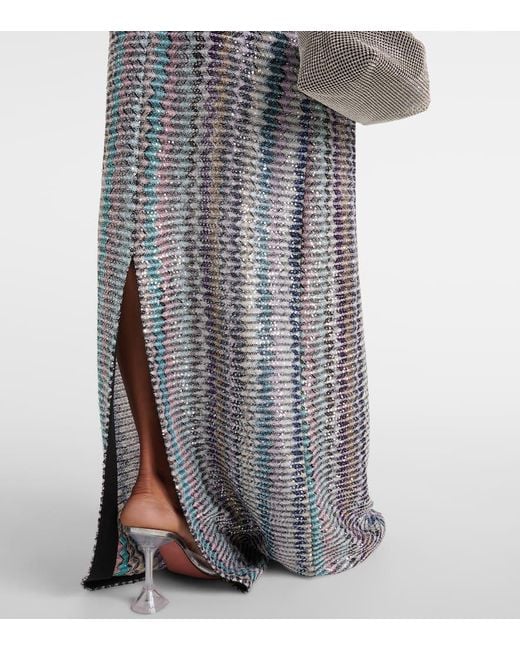 Robe Longue Zig Zag A Sequins Missoni en coloris Gray
