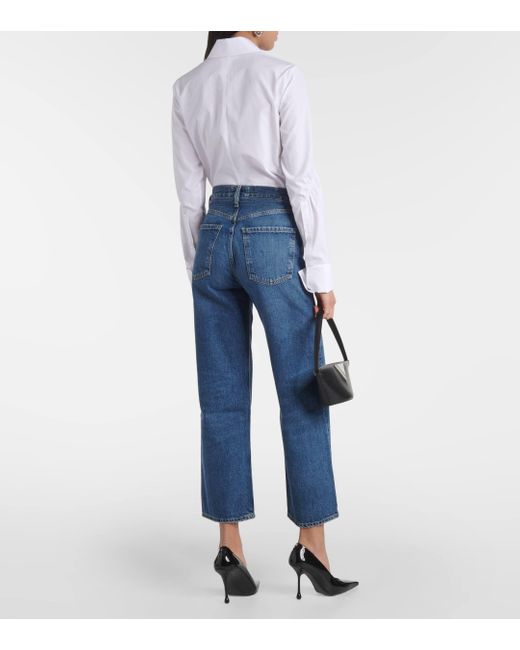 Agolde Blue Ren High-rise Cropped Straight Jeans