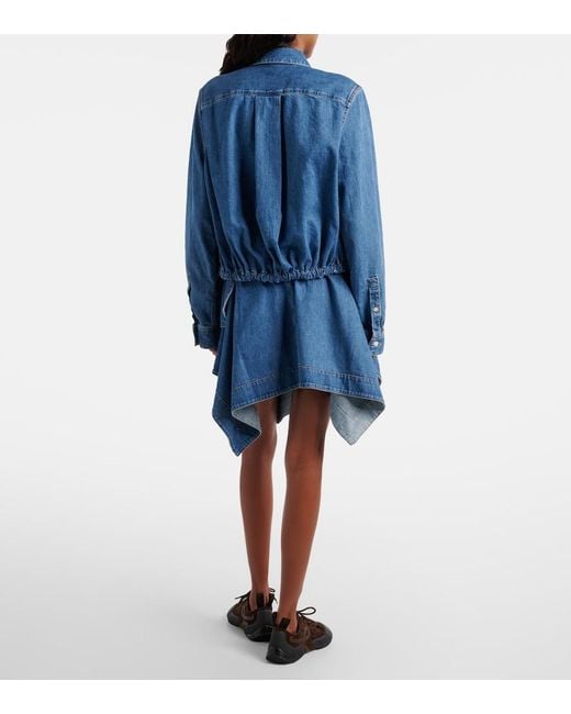 Loewe Blue Double L Belted Denim Miniskirt