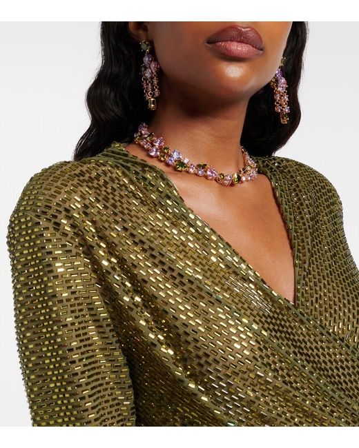 Self-Portrait Metallic Crystal-Embellished Drop Earrings