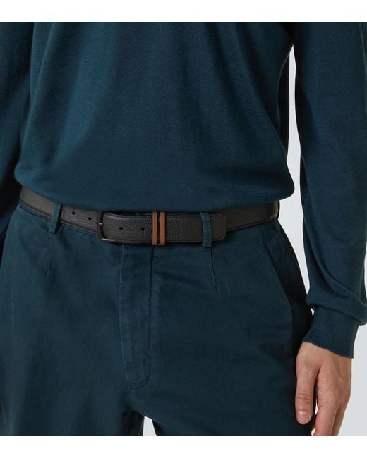 Zegna Black Leather Belt for men