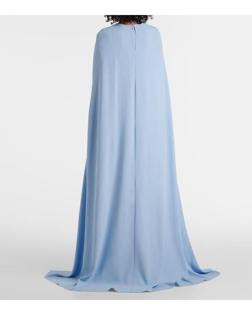 Markarian Blue Natasha Satin Cape Gown