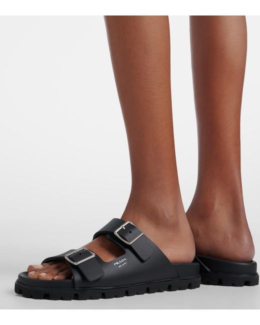 Prada Black Logo Sandals