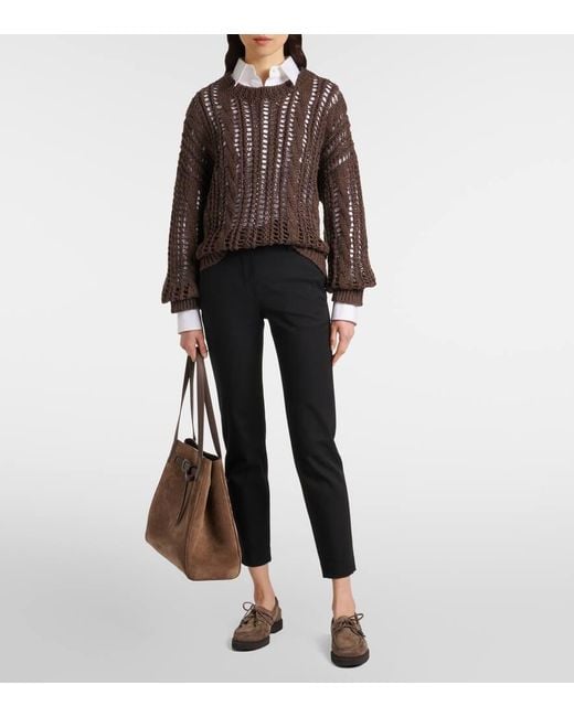 Brunello Cucinelli Brown Segelschuhe Sail Monili Aus Veloursleder